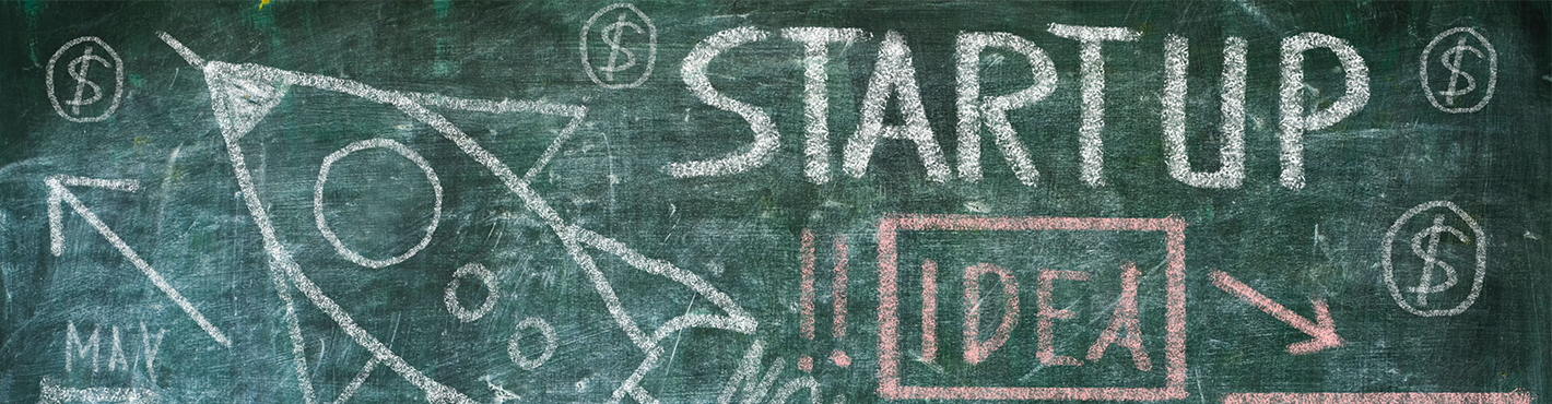 Chalkboard with Startup Drawings