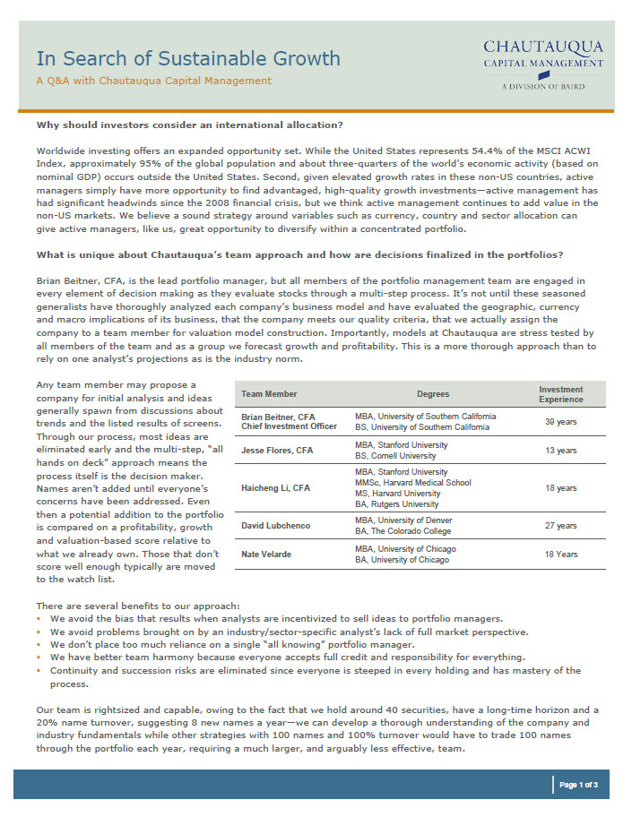 Chautauqua Capital Team Q&A