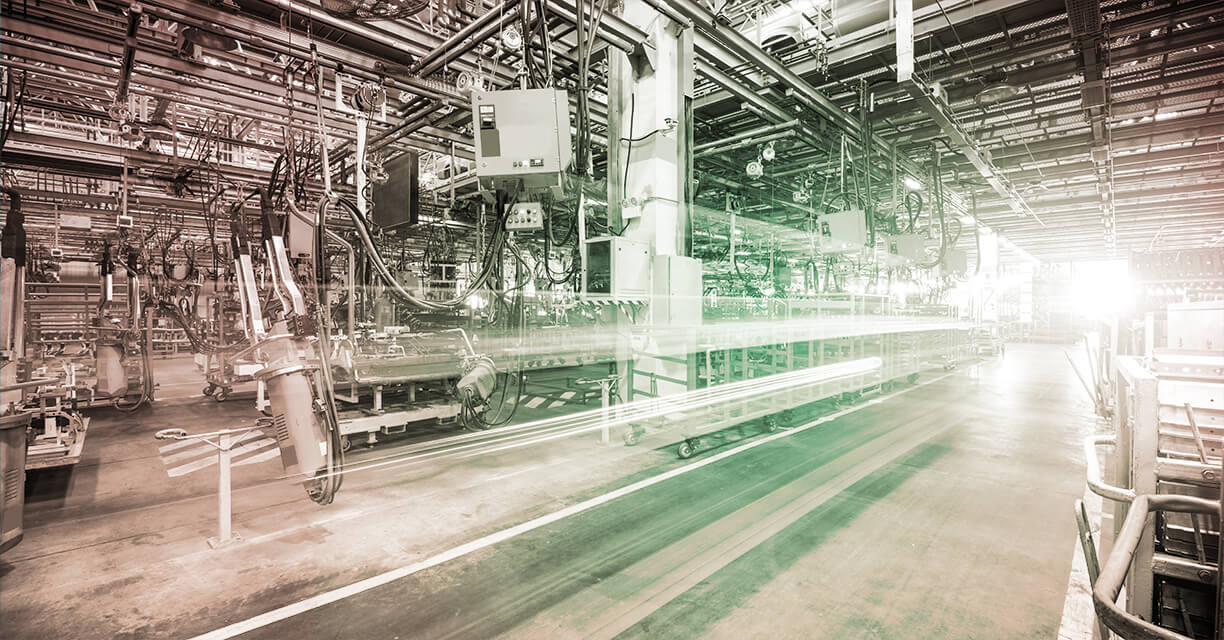 Photograph of empty automation floor in an industrial plant.