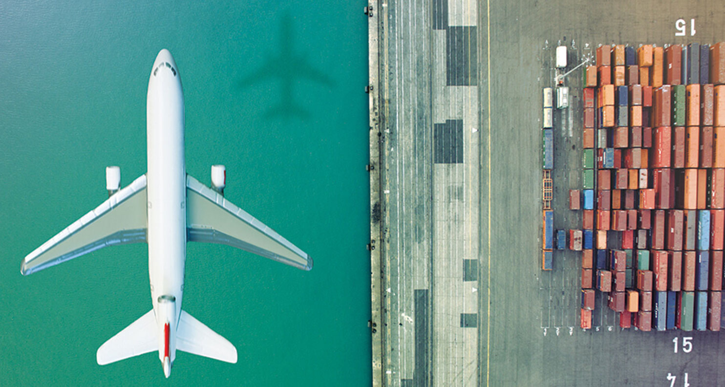 Airplane and Shipping Containers